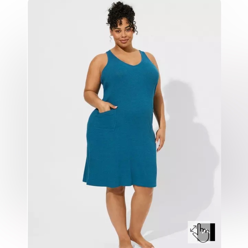 NWT✨Torrid | 2X | Super Soft Rib V-Neck Pocket Midi Lounge Gown